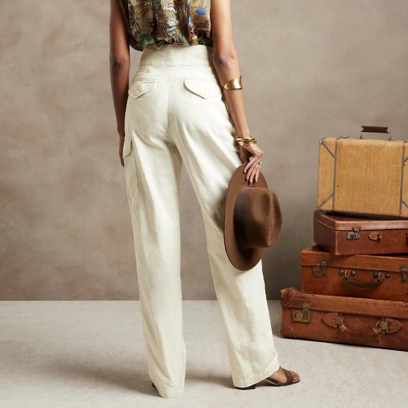 Banana Republic Heritage Explorer Linen Cotton Wide Leg Pant - Picture 2 of 9